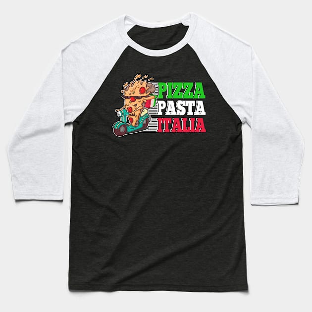 Pizza Pasta Italia Pizza Stück auf Italienschen Scooter Baseball T-Shirt by Cedinho